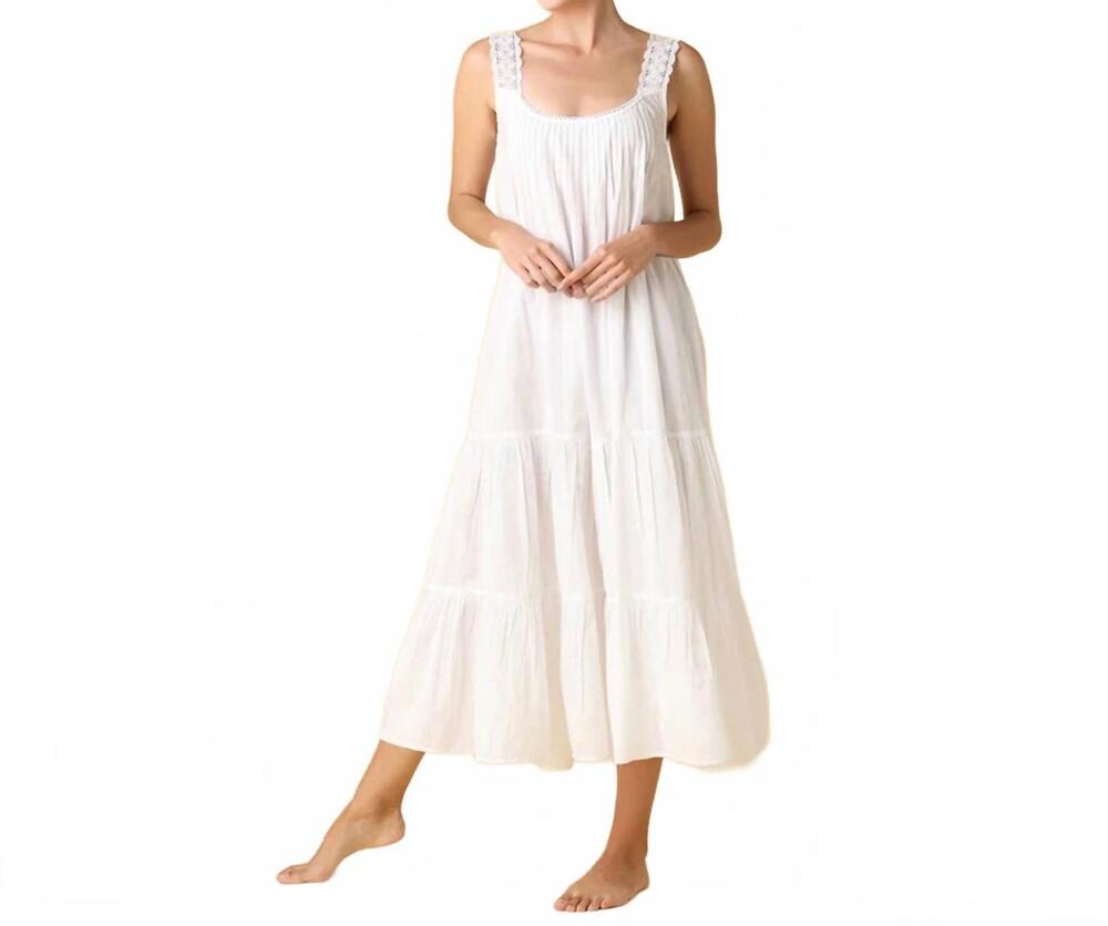 NEW THE MAHOGANY STORE mable midi night gown in white